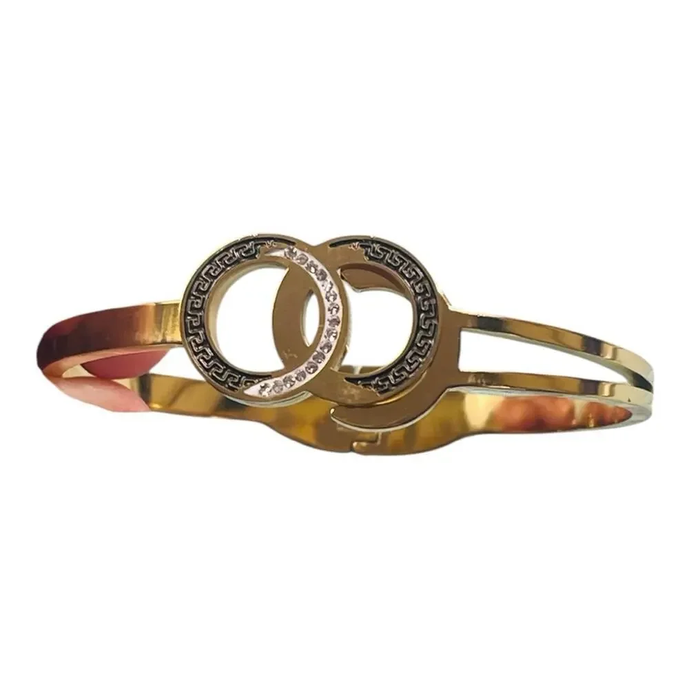 18K Gold Plated Double Circle Bangle Bracelet